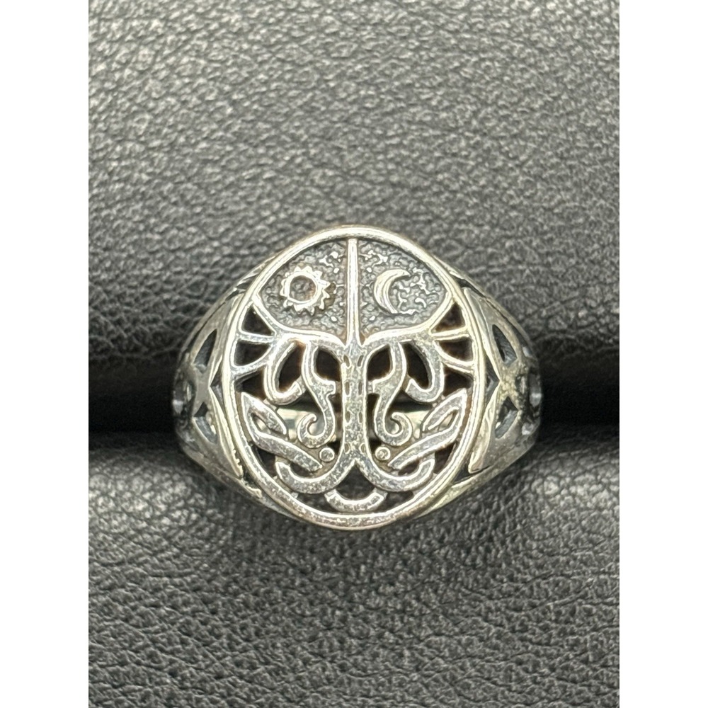 New Condition Sterling Silver Celtic Sun Moon Ring 925 Size 7 F9